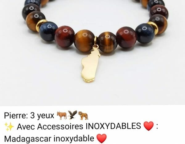 bracelet 3 yeux de taureau fait main