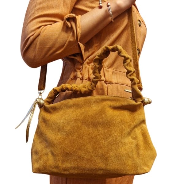 Sac bandoulière à glissière en daim - Marque Cinnamon