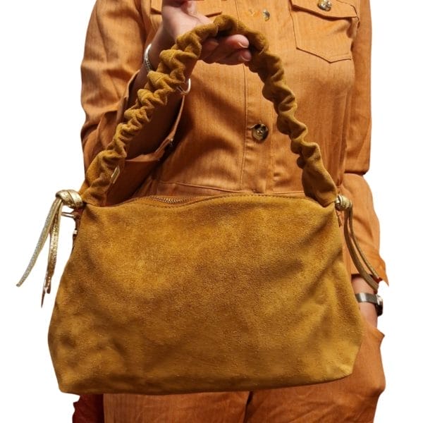 Sac bandoulière à glissière en daim - Marque Cinnamon