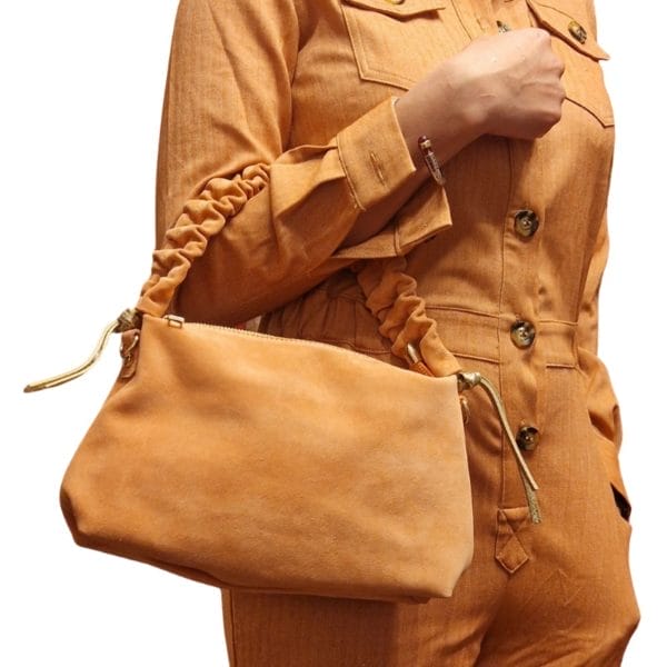 Sac bandoulière en daim - Saumon