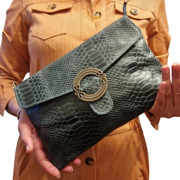 Pochette bandoulière en cuir - Vert