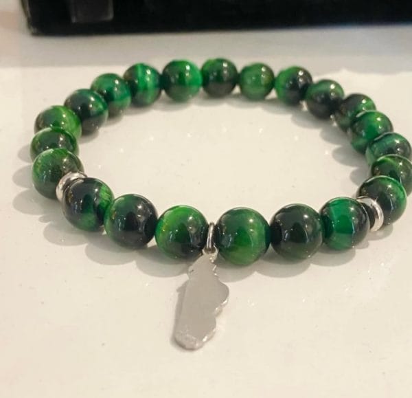 Bracelet "Madagascar": œil de tigre vert💚 en doré ou argent/en pierre naturelle de Madagascar